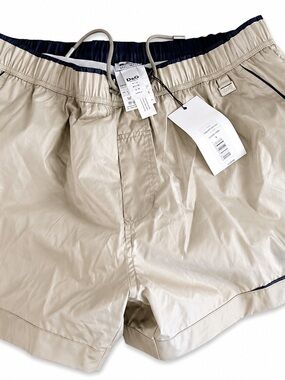 D&G Light Beige Swim Shorts with Navy Trim